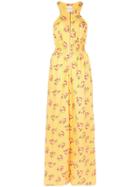 Jill Jill Stuart Zip Front Floral Print Jumpsuit - Yellow