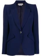 Alexander Mcqueen Exaggerated Shoulder Blazer Jacket - Blue