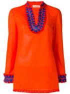 Tory Burch Embroidered Tunic Top, Women's, Size: 6, Yellow/orange, Cotton