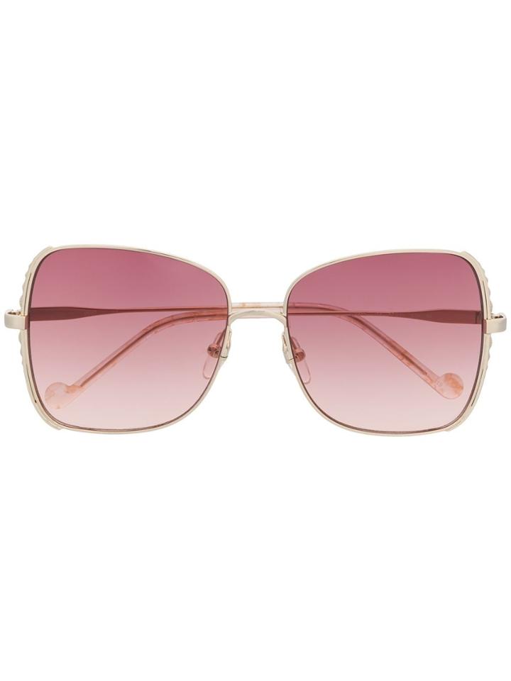 Liu Jo Metal Appliqué Square Sunglasses - Gold