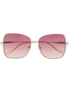 Liu Jo Metal Appliqué Square Sunglasses - Gold