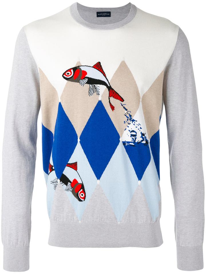 Ballantyne - Fish Intarsia Jumper - Men - Cotton/cashmere - 48, Grey, Cotton/cashmere