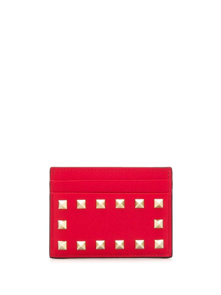 Valentino Valentino Garavani Rockstud Leather Card Holder - Red