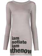 Barbara I Gongini Slogan Print Longsleeved T-shirt, Women's, Size: 34, Grey, Cotton/modal