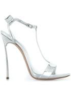 Casadei T-bar Stiletto Sandals - Silver