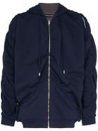 Y/project Gathered Zip-front Hoodie - Blue