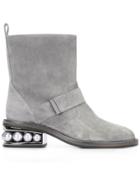 Nicholas Kirkwood Casati Pearl Biker Boots - Grey