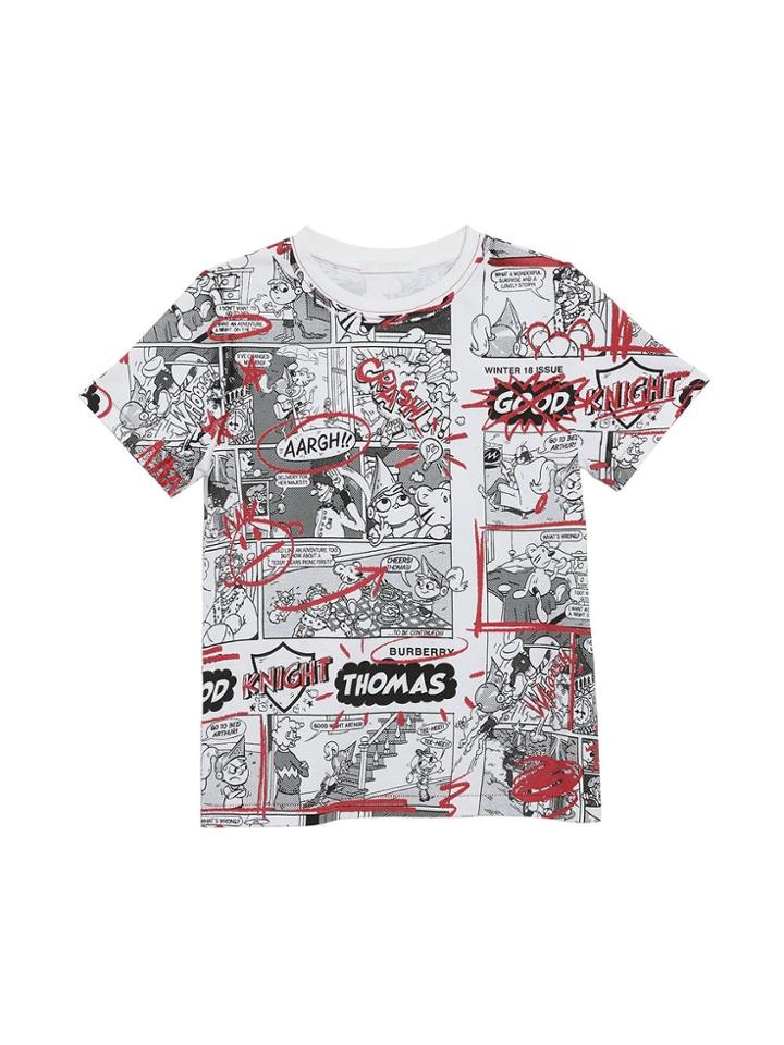 Burberry Kids Comic Strip Print Cotton T-shirt - White