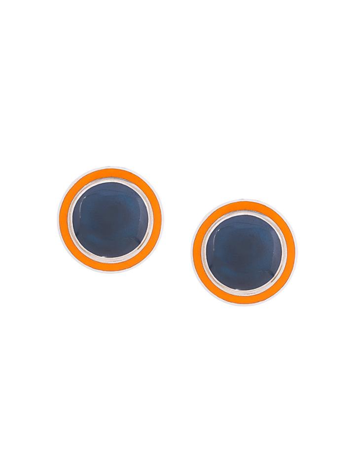 Silhouette Round Earrings - Blue