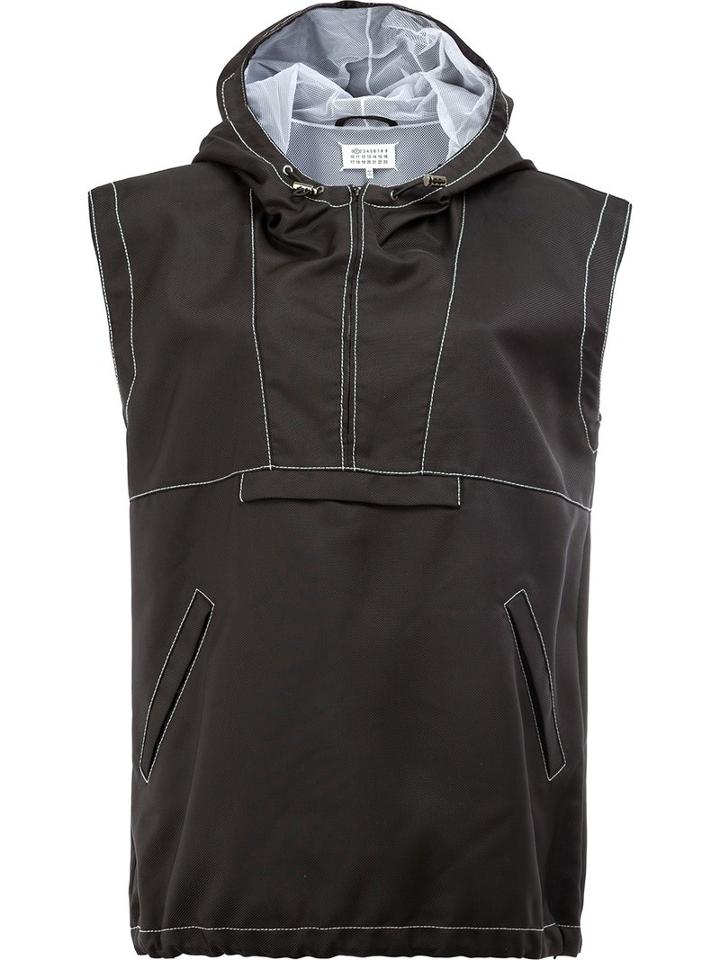 Maison Margiela Half Zip Hooded Jacket, Women's, Size: 40, Black, Nylon/polyamide