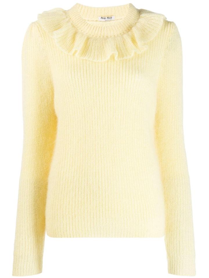 Miu Miu Ruffled Neck Jumper - Yellow