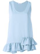 P.a.r.o.s.h. Ruffle Hem Tank, Women's, Blue, Polyester
