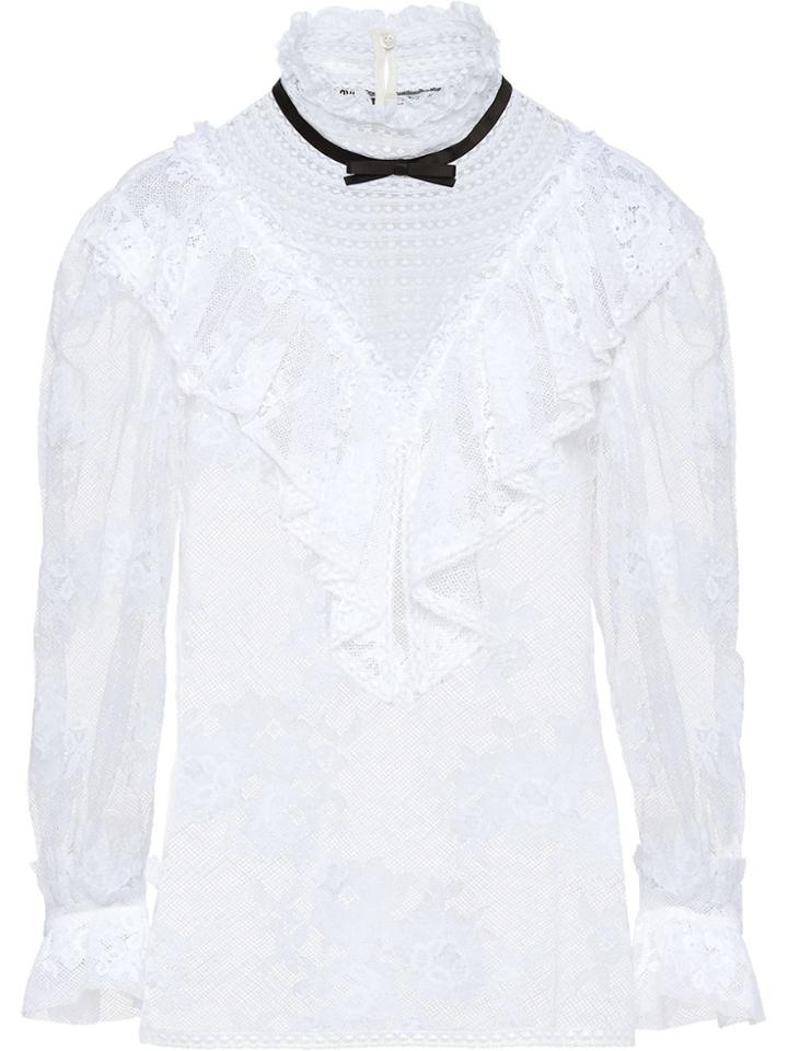 Miu Miu Ruffle Lace Blouse - White