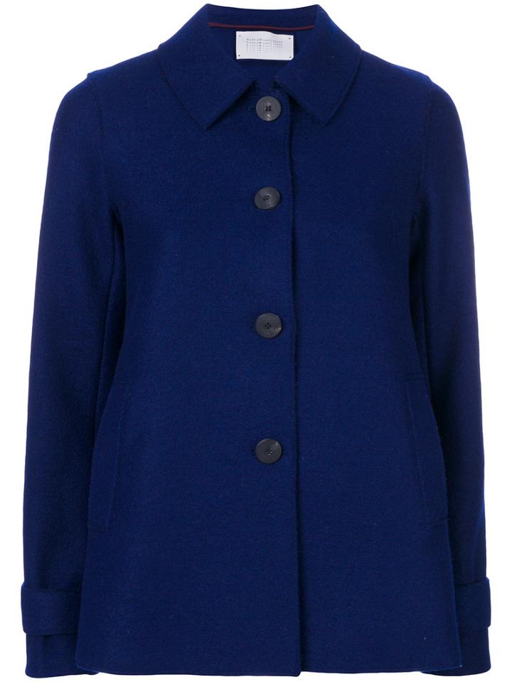 Harris Wharf London - Cropped Coat - Women - Virgin Wool - 44, Blue, Virgin Wool