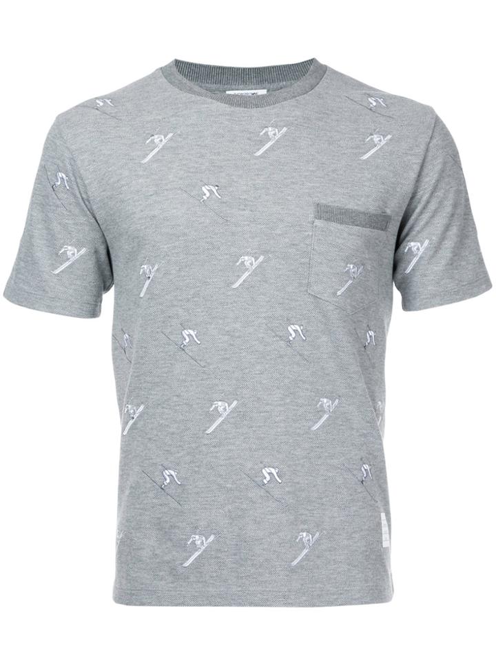 Thom Browne Ski Embroidery T-shirt - Grey