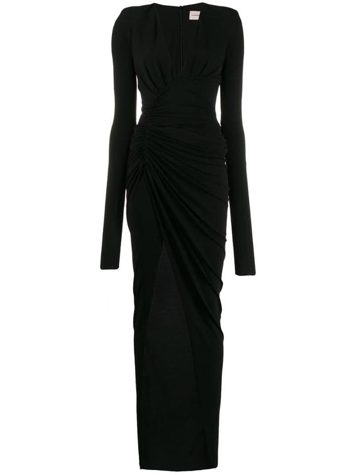 Alexandre Vauthier Plunge Neck Draped Gown - Black