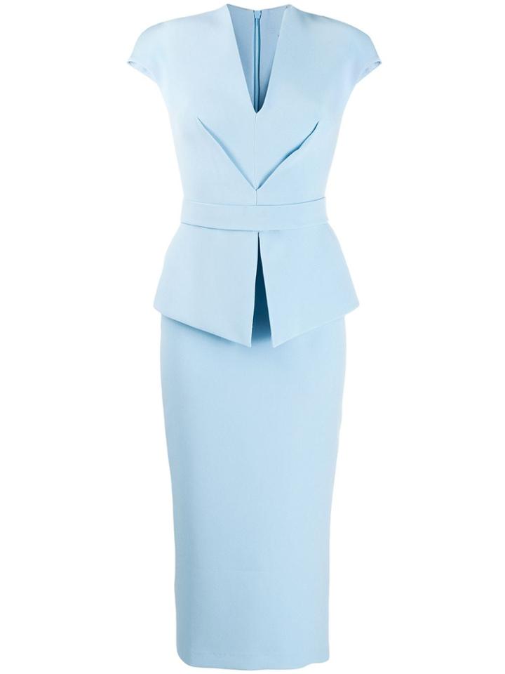 Safiyaa London V-neck Pencil Dress - Blue