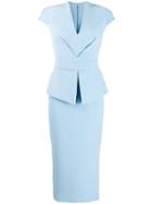 Safiyaa London V-neck Pencil Dress - Blue