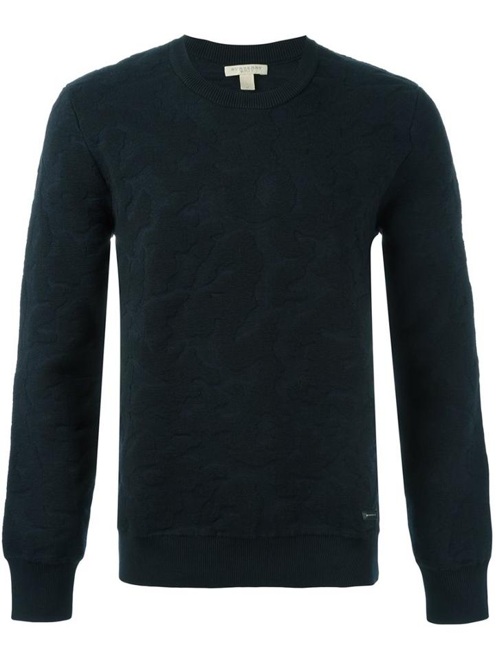 Burberry Textured Sweatshirt, Men's, Size: Xl, Blue, Cotton/polyester