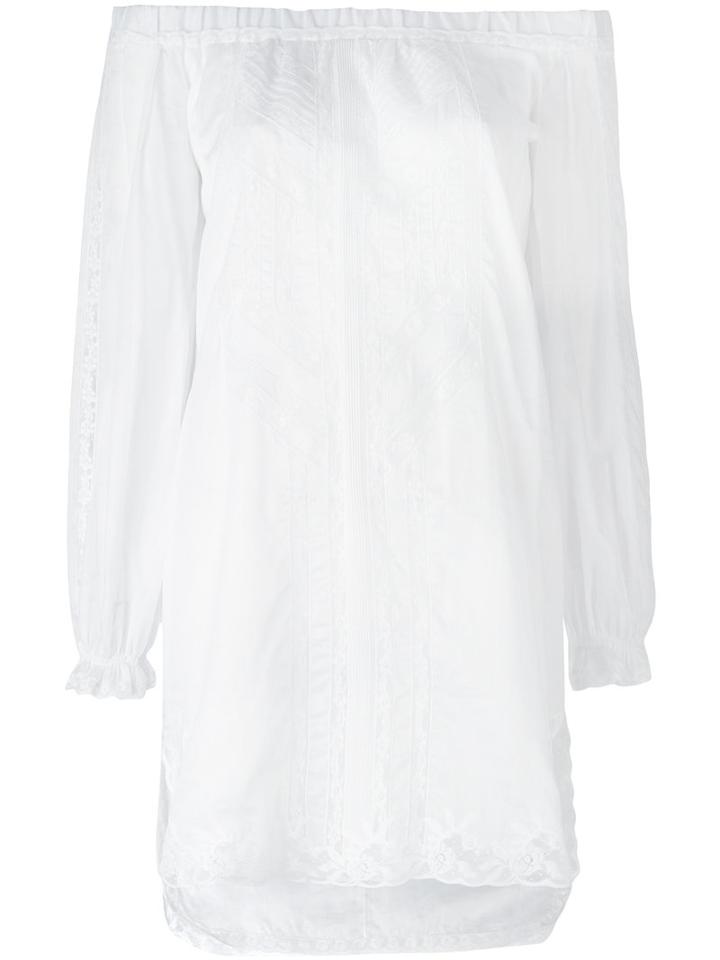Ermanno Scervino Off The Shoulder Dress, Women's, Size: 42, White, Cotton/polyamide