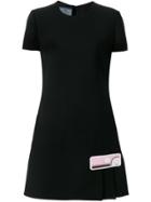 Prada Pleated Detail A-line Mini Dress - Black