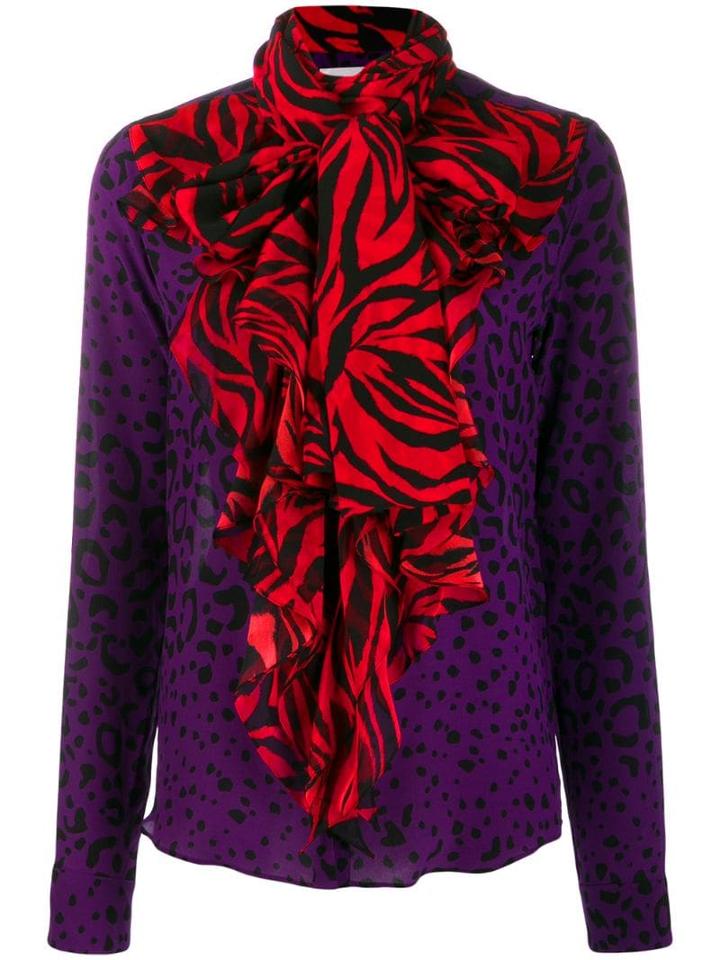 Faith Connexion Contrast Animal Print Blouse - Purple