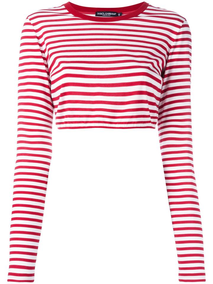 Dolce & Gabbana Striped Cropped Top, Women's, Size: 40, Red, Cotton