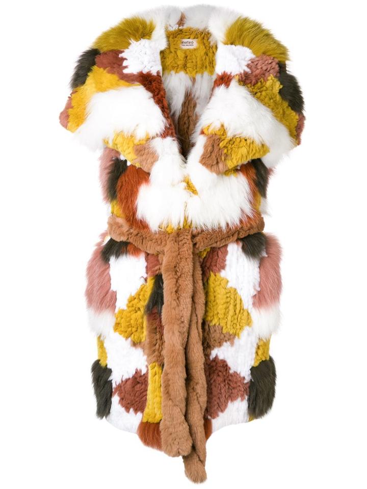 Yves Salomon Meteo Belted Fur Gilet - Yellow & Orange