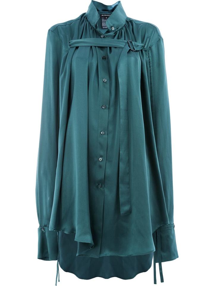 Ann Demeulemeester Ruched Sleeve Shirt - Blue