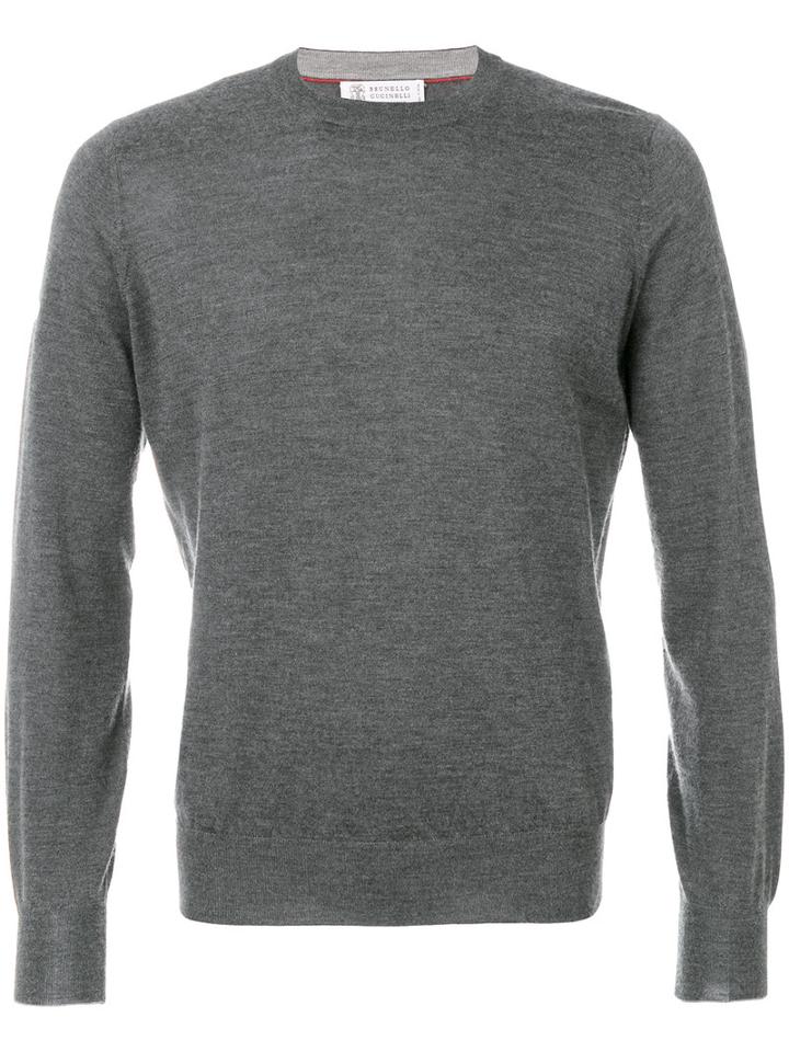Brunello Cucinelli - Round Neck Jumper - Men - Silk/cashmere - 50, Grey, Silk/cashmere