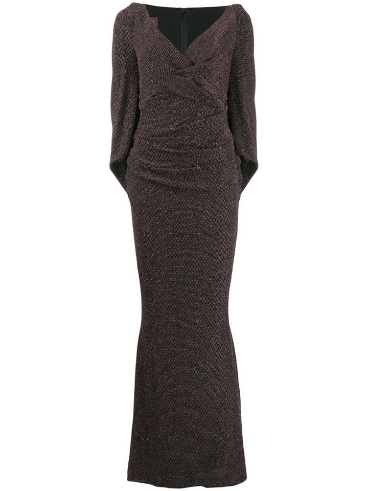 Talbot Runhof Metallic Effect Long Dress - Pink