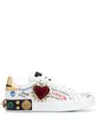 Dolce & Gabbana Embellished Low-top Sneakers - White