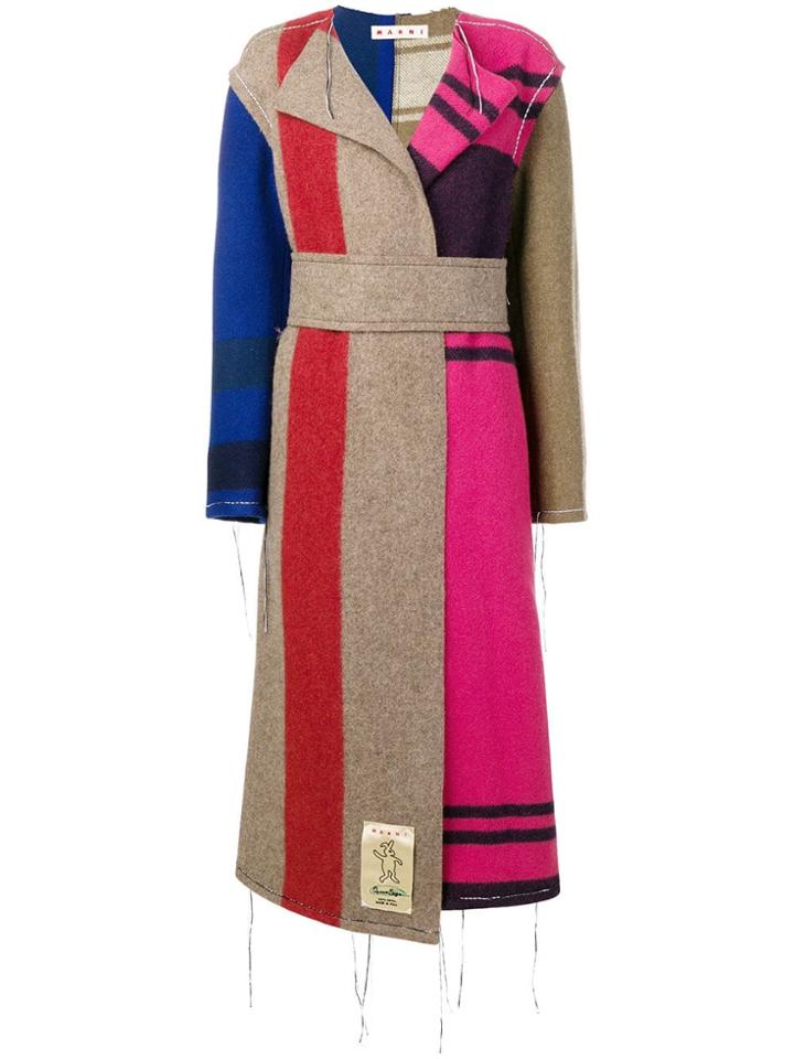 Marni Contrast Panel Unfinished Long Coat - Neutrals