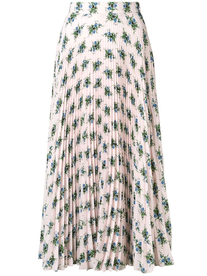Emilia Wickstead Rose Print Pleated Skirt - Pink