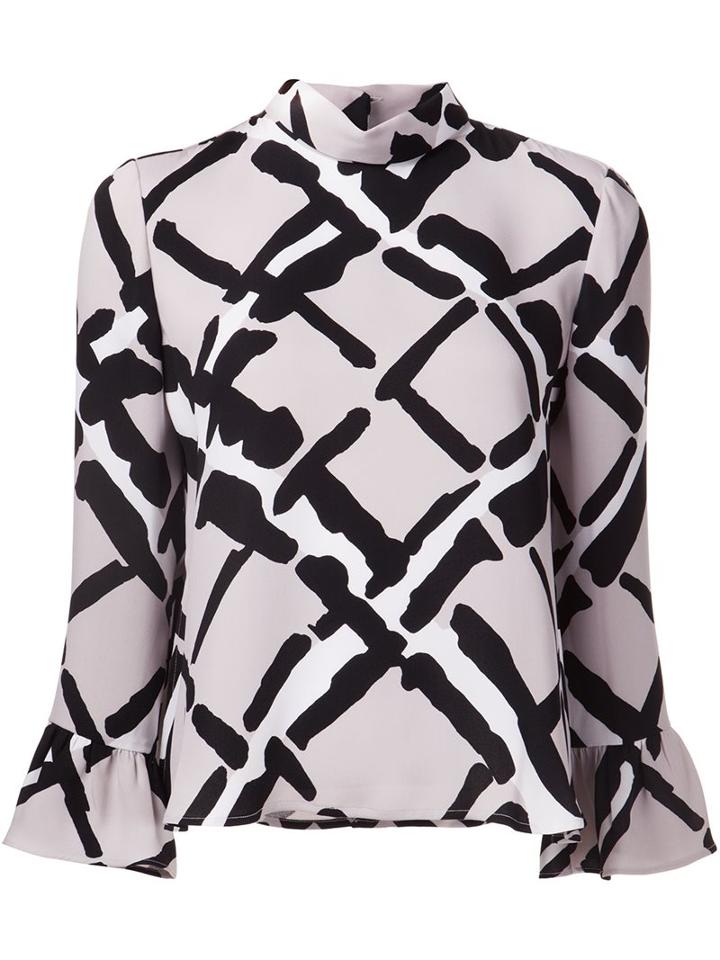 Derek Lam Printed Long Sleeve Blouse, Women's, Size: 46, Nude/neutrals, Silk