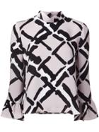 Derek Lam Printed Long Sleeve Blouse, Women's, Size: 46, Nude/neutrals, Silk