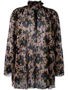 Giamba Gathered Collar Blouse, Women's, Size: 42, Black, Cotton/silk/polyester