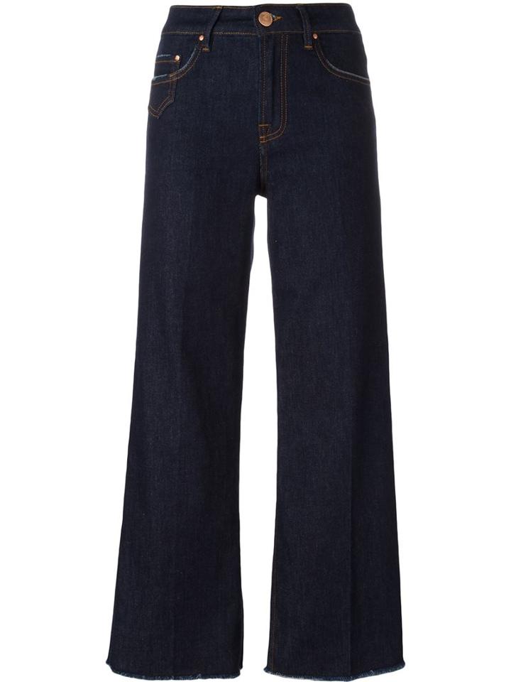 Don't Cry Bootcut Cropped Trousers, Women's, Size: 27, Blue, Cotton/polyester/spandex/elastane