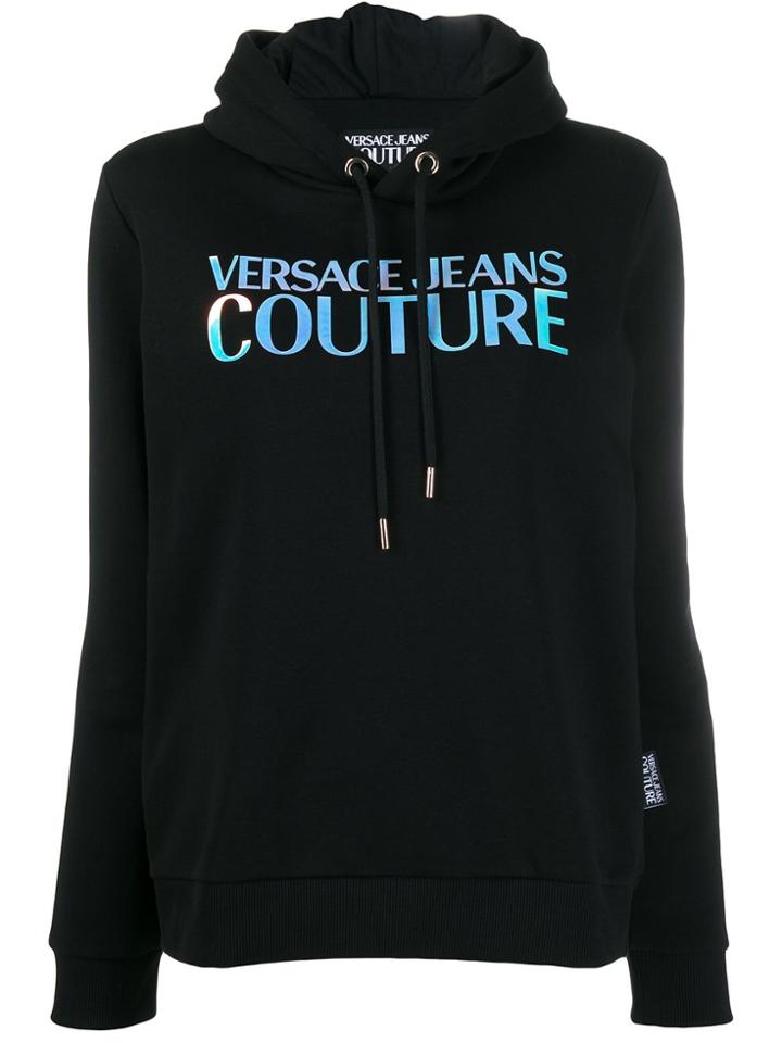 Versace Jeans Printed Logo Hoodie - Black