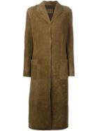 Fendi Vintage Studded Suede Long Coat, Women's, Size: Large, Brown