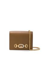Gucci Gucci Zumi Grainy Leather Card Case Wallet - Neutrals