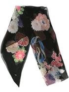 Saint Laurent - Floral Print Scarf - Women - Silk - One Size, Black, Silk