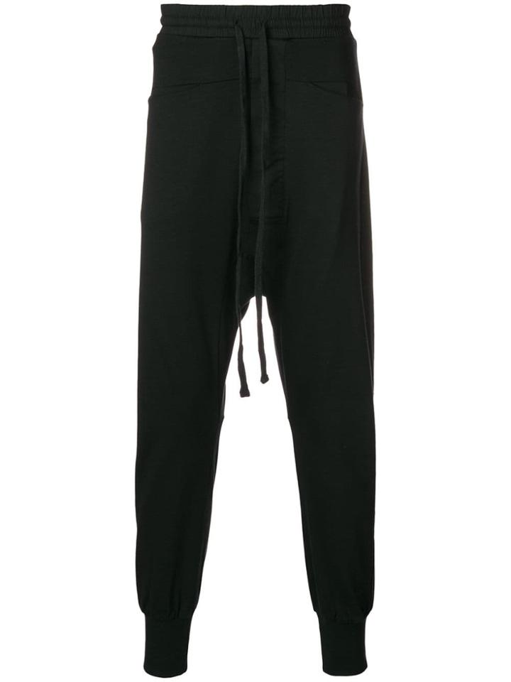 Thom Krom Drawstring Dropped Crotch Trousers - Black