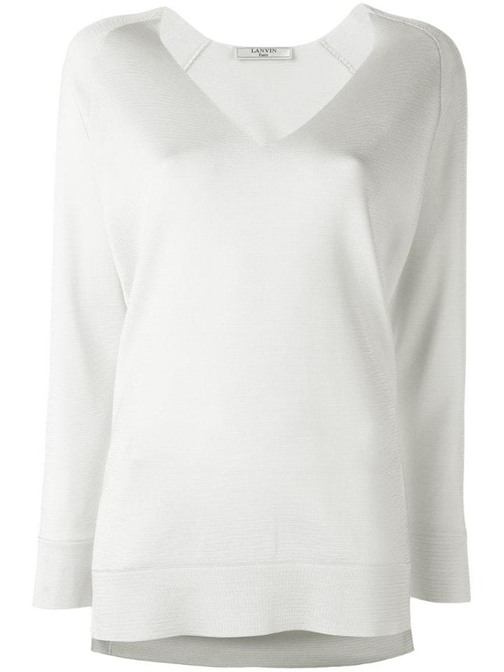Lanvin Collarless V-neck Jumper - Neutrals
