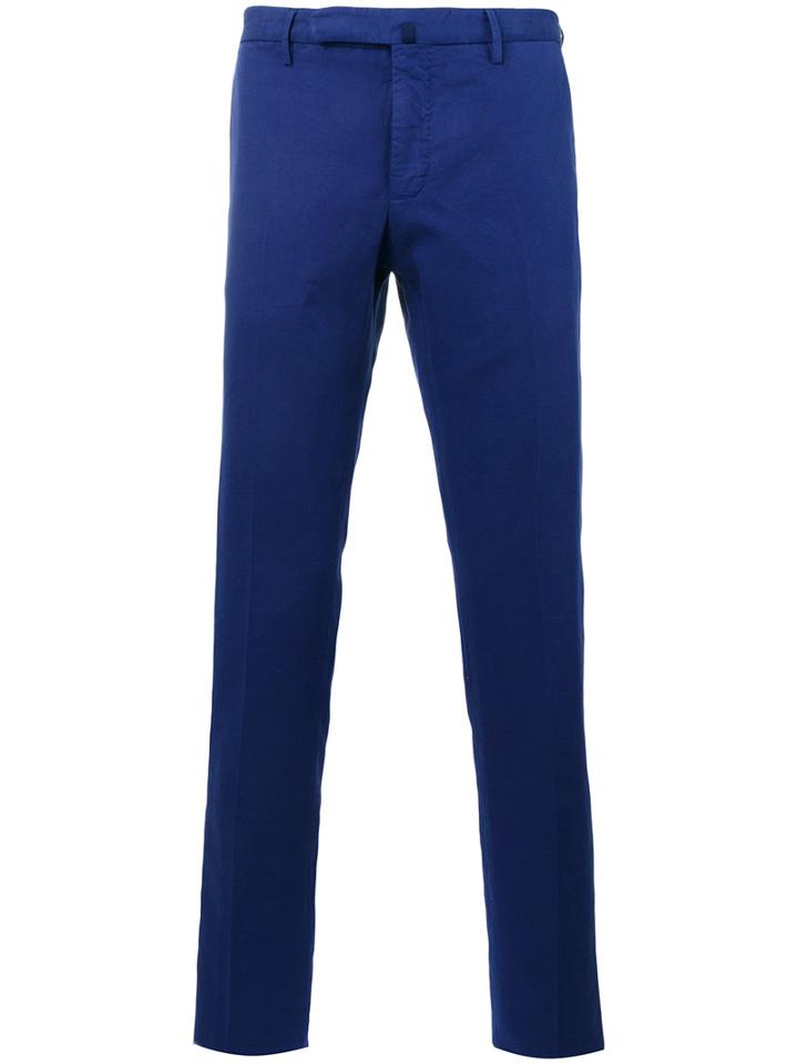 Incotex Plain Chinos, Men's, Size: 54, Blue, Cotton/linen/flax