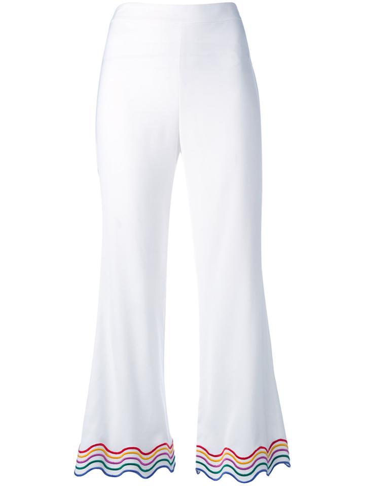 Sara Battaglia Rainbow Trim Cropped Trousers - White