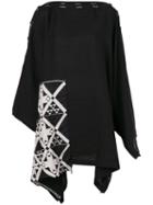 Yohji Yamamoto - Contrast Patch Cape - Women - Linen/flax - S, Women's, Black, Linen/flax