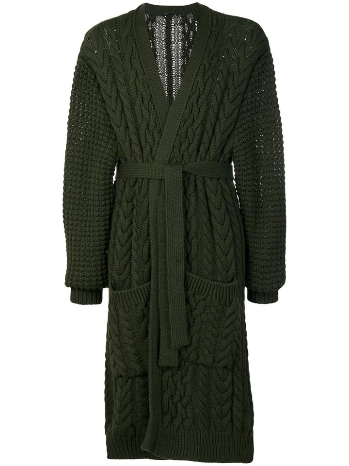 Balmain Chunky Knit Robe Cardigan - Green