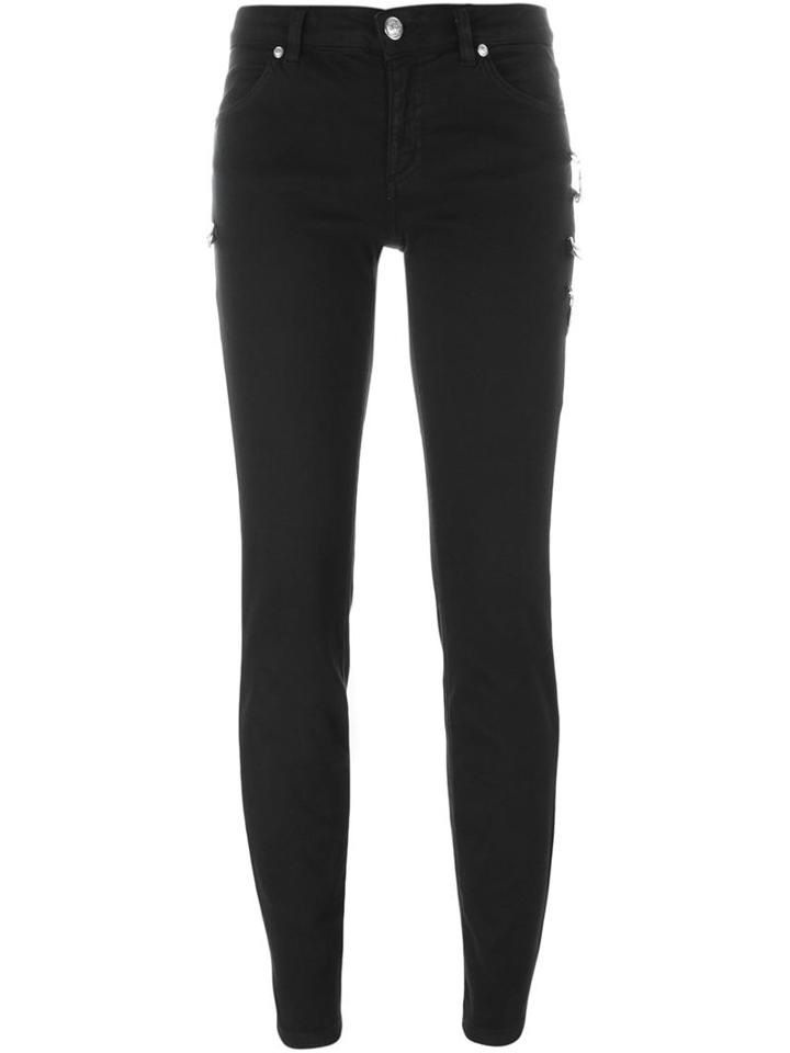 Versus Safety Pin Detail Skinny Jeans, Women's, Size: 28, Black, Cotton/spandex/elastane/metal (other)