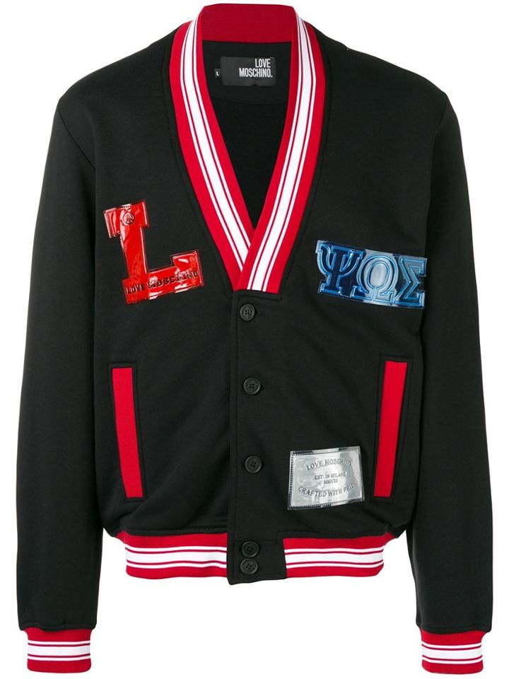Love Moschino Patch Detail Varsity Jacket - Black